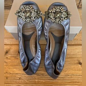 Marni Blue peep toe embezzled / rhinestone slip on size 9 1/2